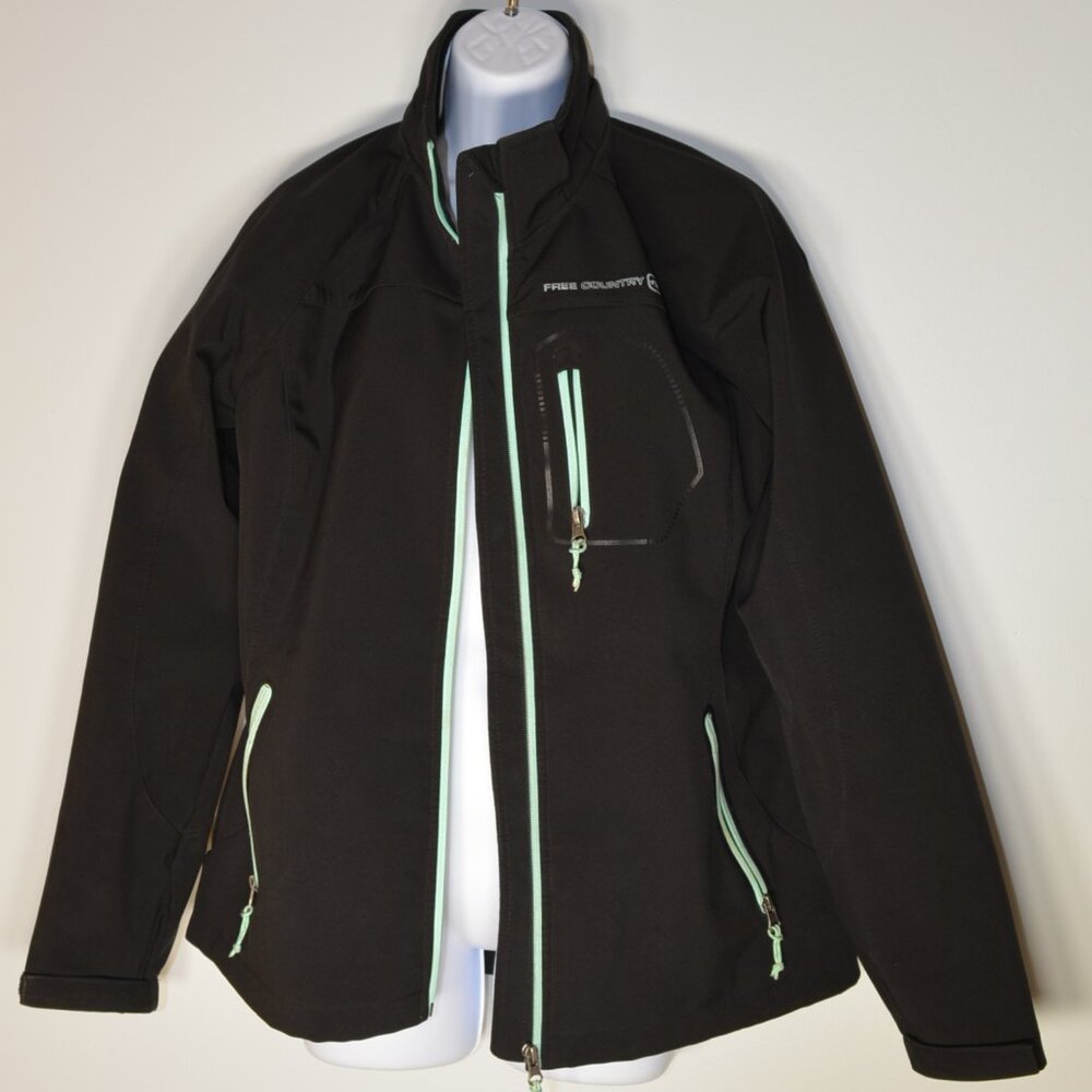 Free Country Jacket Womens Large Lightweight Athletic Zipper Pockets Black